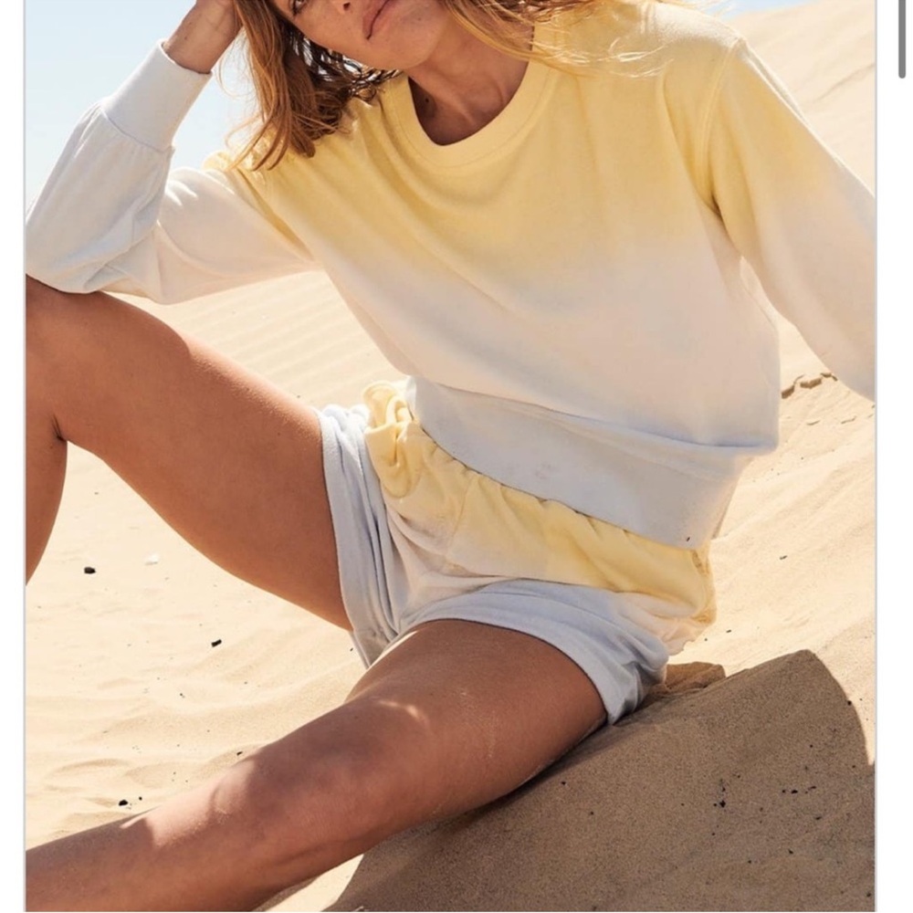 Rails Ramona Sky Blue Dip Dyed Sweatshirt & Short Set Small Lounge vacation NEW